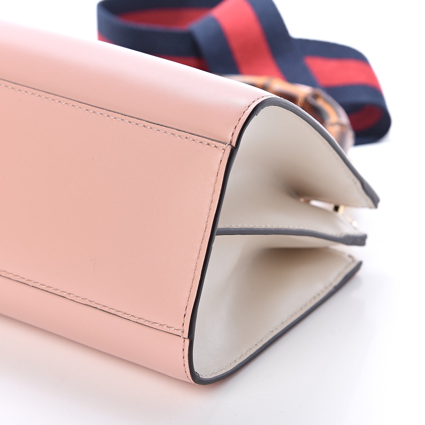 Nappa Bamboo Web Mini Nymphaea Top Handle Bag Perfect Pink Mystic White