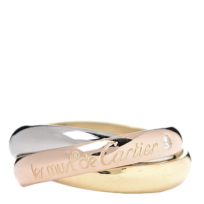 Cartier 18K Pink Yellow White Gold Diamond Classic Les Must De Trinity Ring 50 5.25 1 of 4