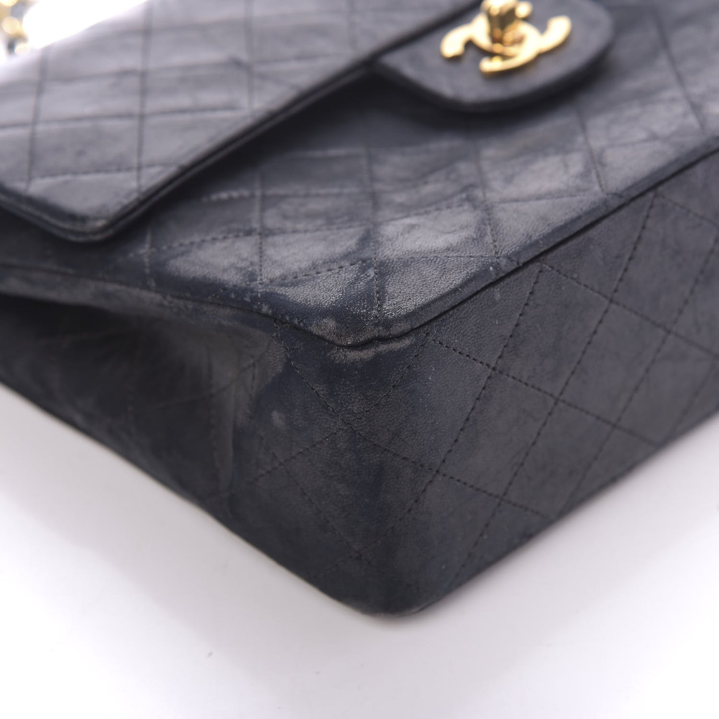 Lambskin Quilted Medium Double Flap Black