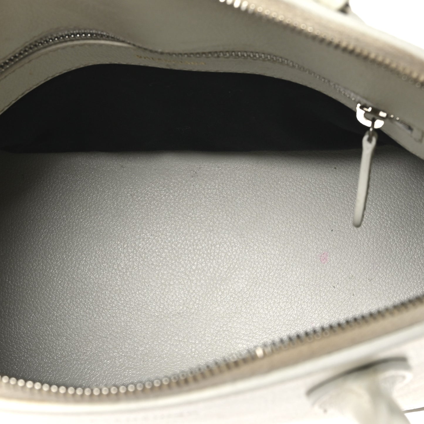 Signature Grained Calfskin Logo S Ville Top Handle Bag White Black