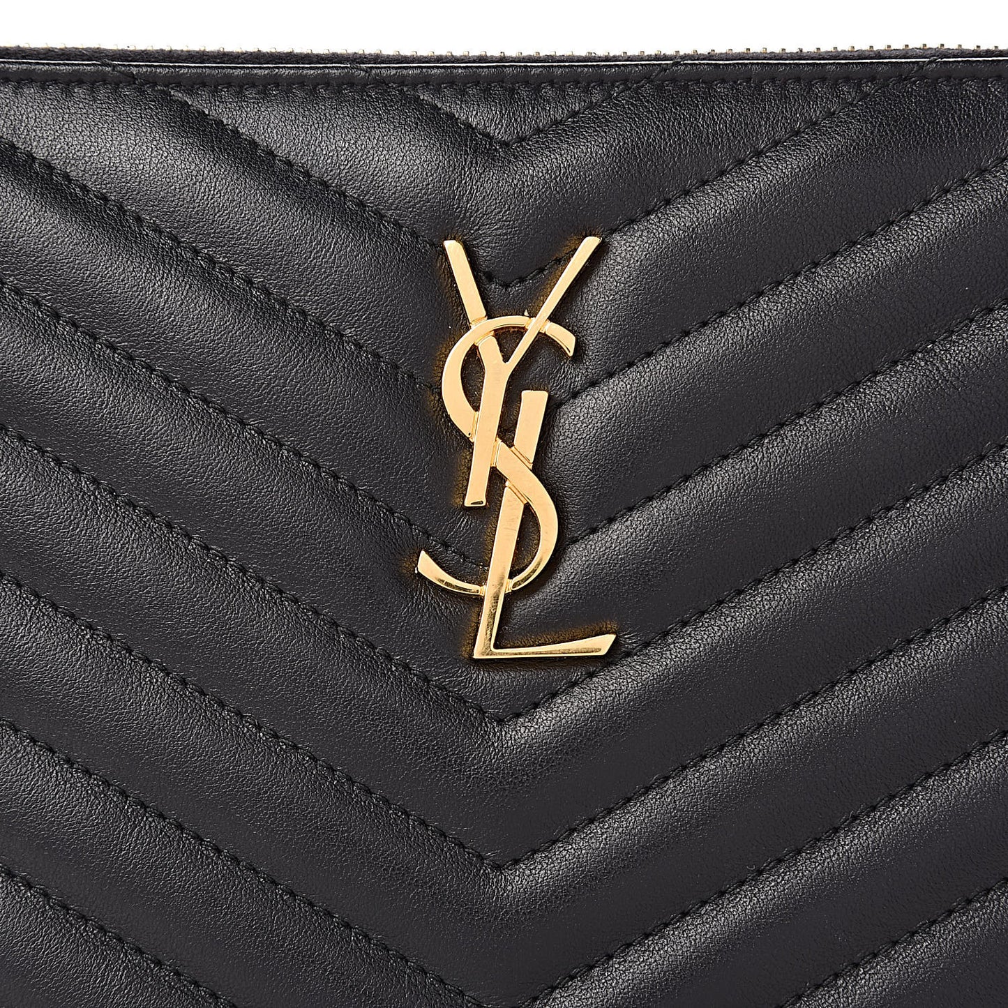 Calfskin Matelasse Chevron Monogram A5 Wristlet Black
