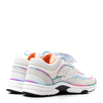 Chanel Wool Suede Calfskin CC Sneakers 38.5 Multicolor 5 of 9