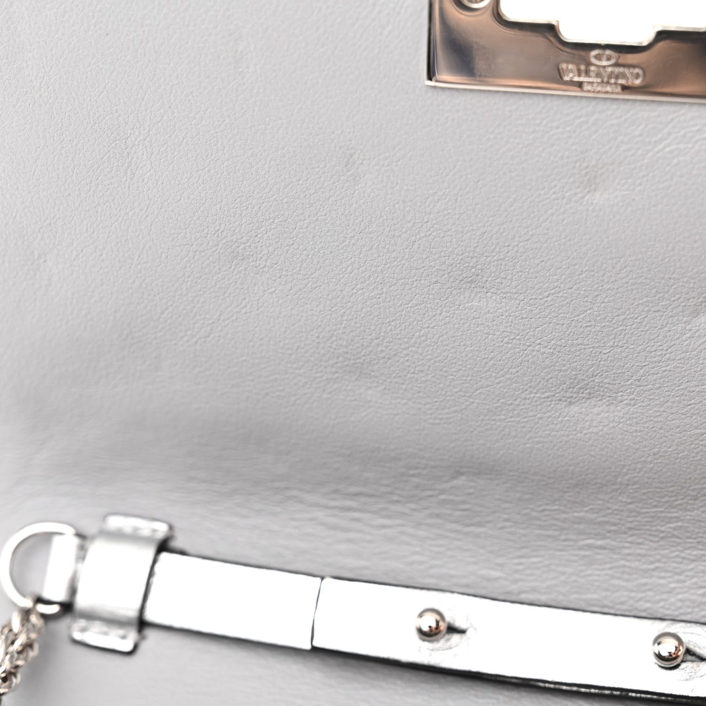Metallic Nappa Rockstud Spike Shoulder Bag Silver