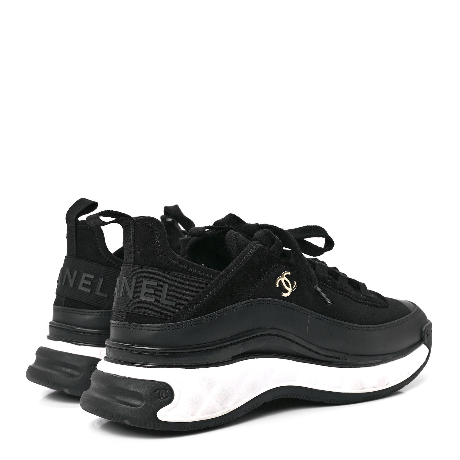 Chanel Velvet Calfskin Mixed Fibers CC Sneakers 39 Black 4 of 9