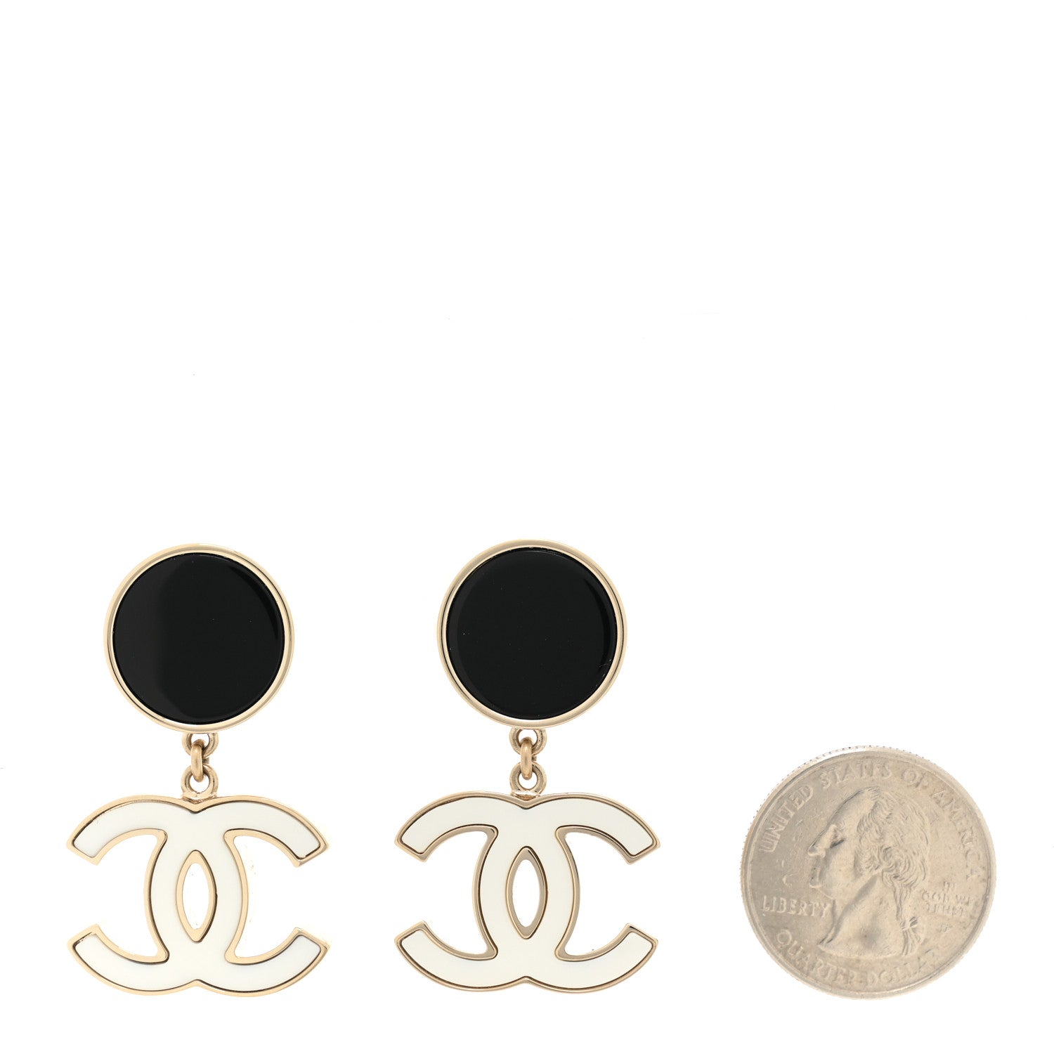Chanel Enamel CC Drop Earrings Black White 2 of 6