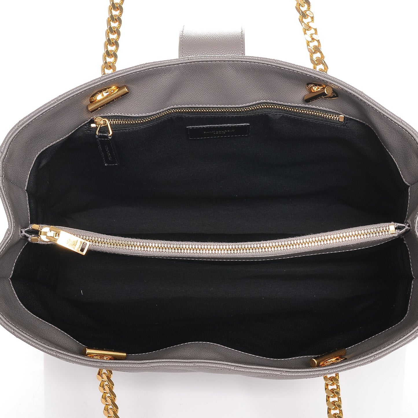 Grain De Poudre Matelasse Chevron Monogram Shopping Bag Fog