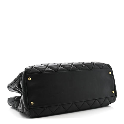 Chanel Calfskin Quilted Large Retro Chain Shopping Tote  Black 4 of 12