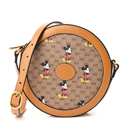 Gucci X DISNEY Mini Vintage GG Supreme Monogram Mickey Mouse Round Shoulder Bag Beige Vintage Sun Oil 1 of 11