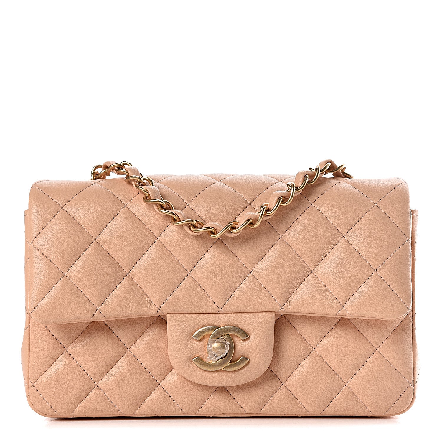 Chanel Lambskin Quilted Mini Rectangular Flap Beige 1 of 11
