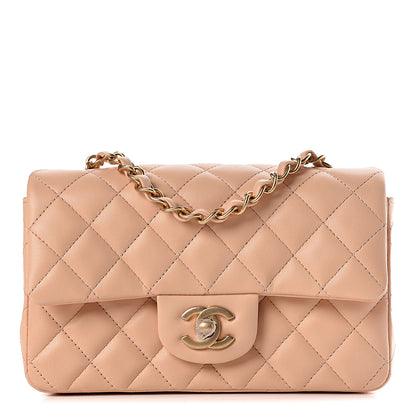 Chanel Lambskin Quilted Mini Rectangular Flap Beige 1 of 11