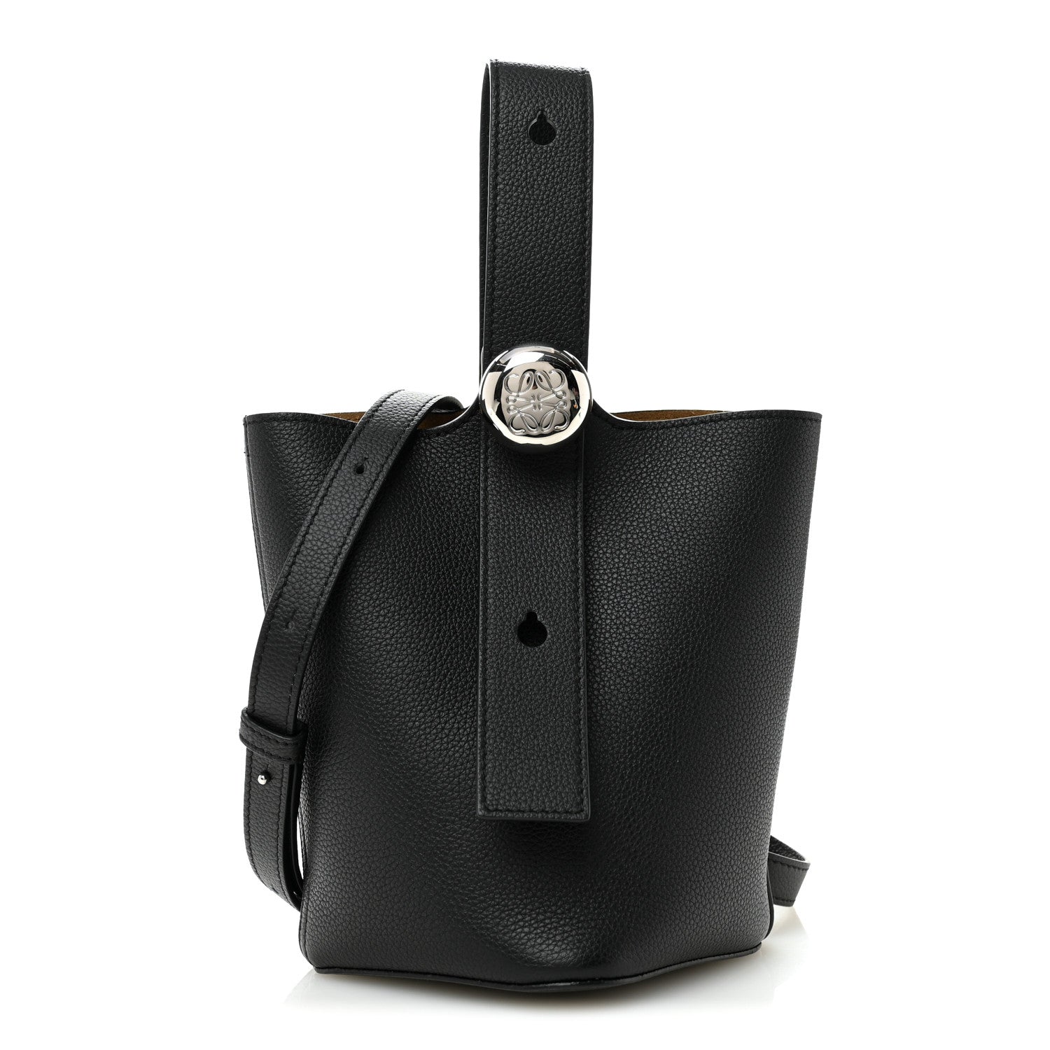 Loewe Soft Grained Calfskin Mini Pebble Bucket Bag Black 1 of 10