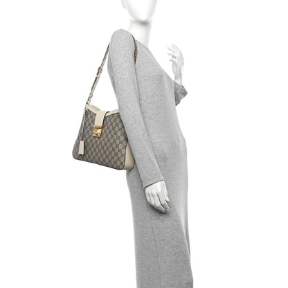 Gucci GG Supreme Monogram Moon Calfskin Medium Padlock Shoulder Bag Beige Ebony Mystic White 2 of 10