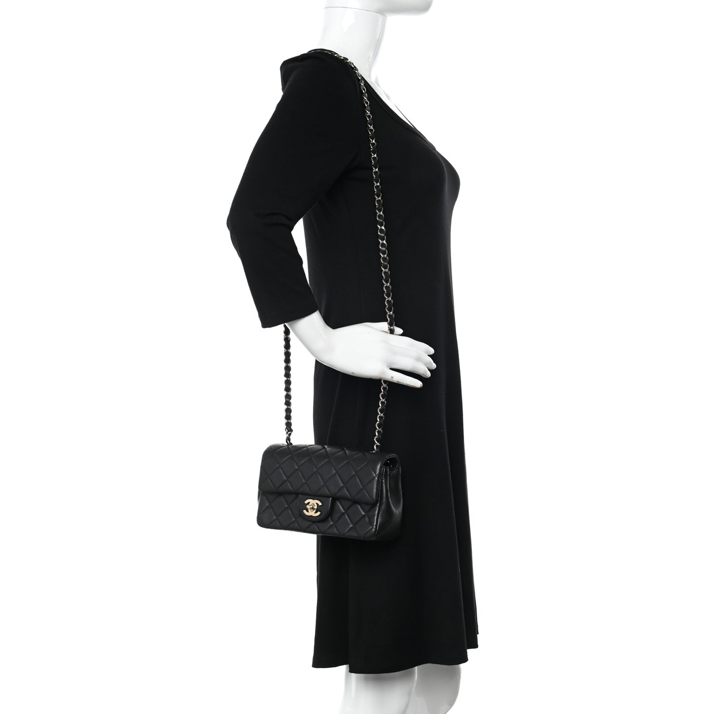 Lambskin Quilted Mini Rectangular Flap Black
