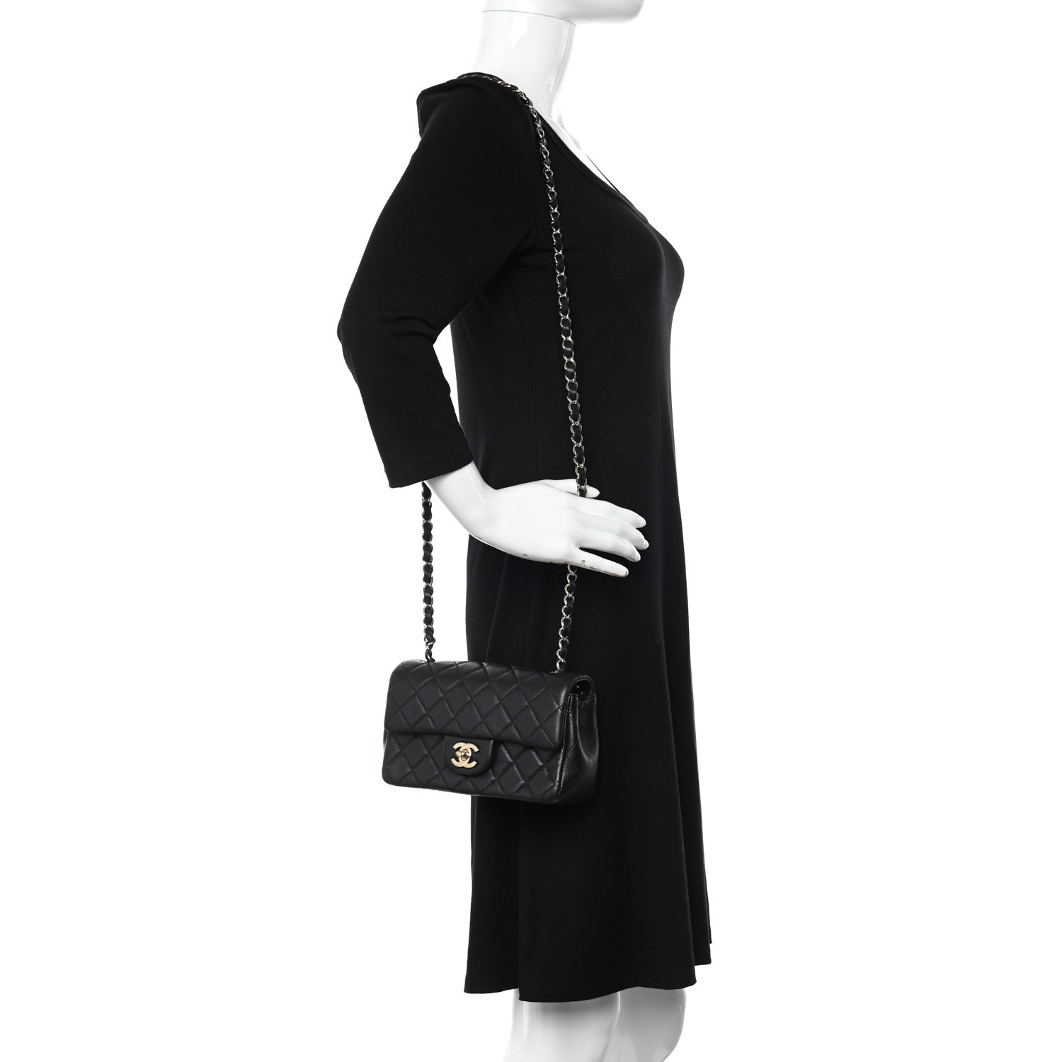 Chanel Lambskin Quilted Mini Rectangular Flap Black 2 of 12
