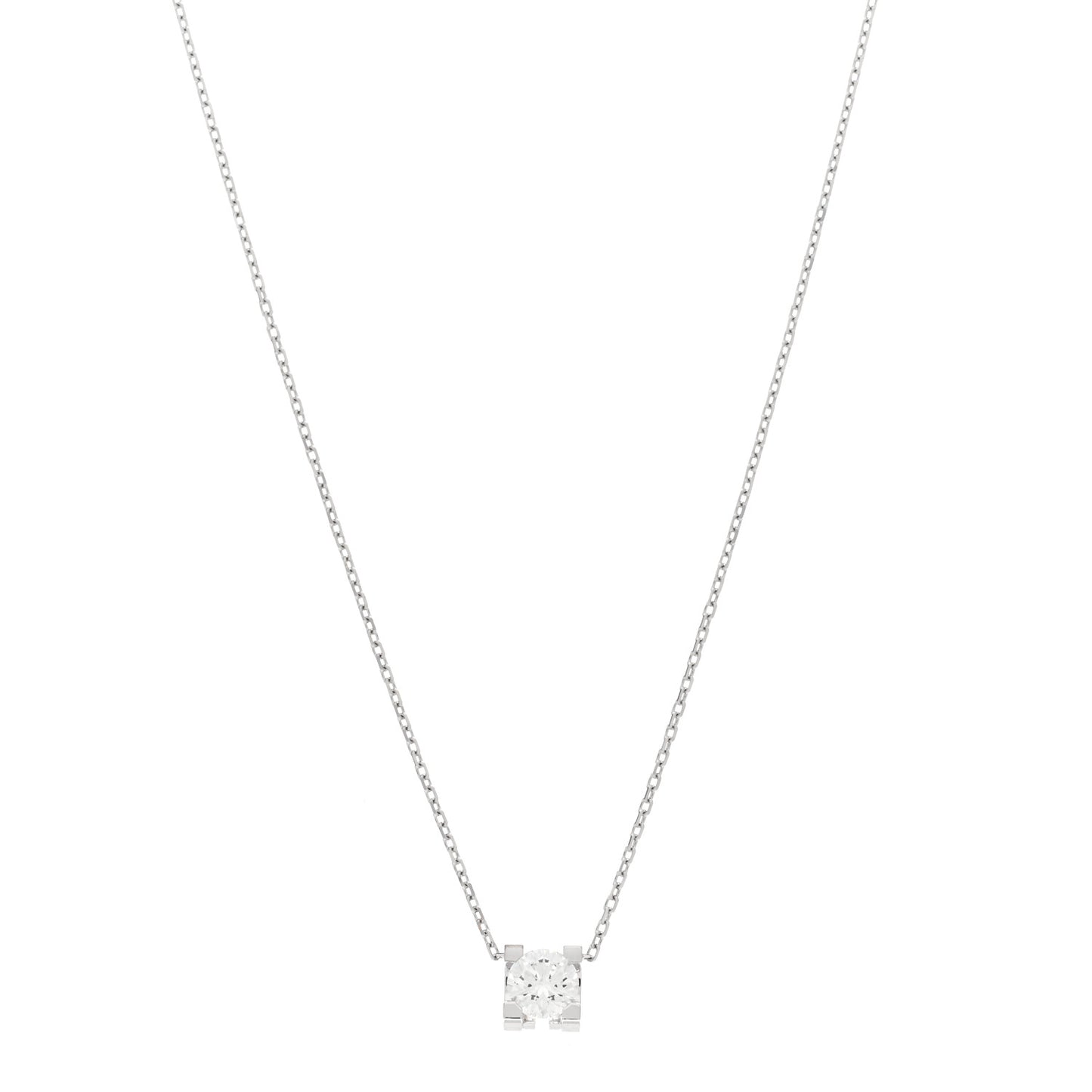 18K White Gold Diamond .52ct C De Cartier Pendant Necklace