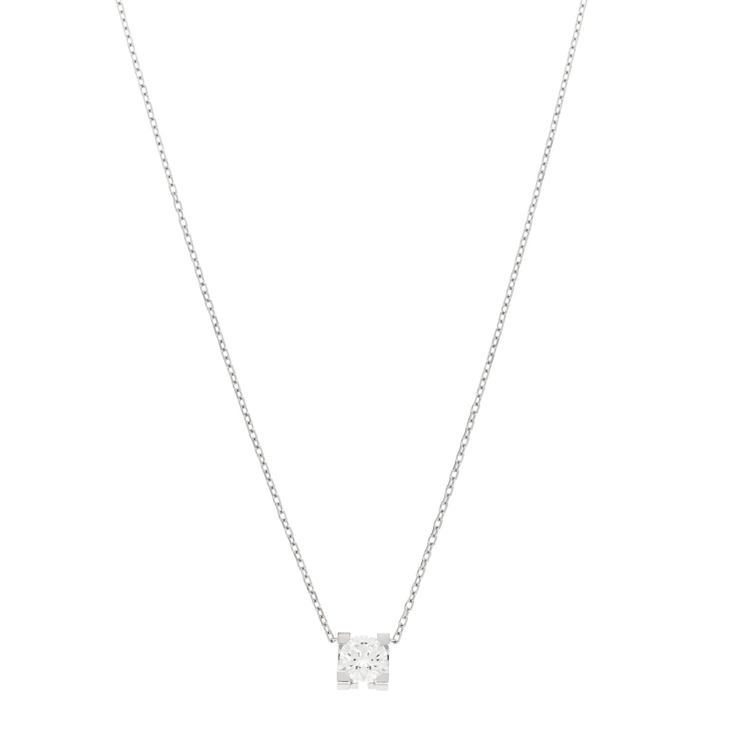 Cartier 18K White Gold Diamond .52ct C De Cartier Pendant Necklace 1 of 4