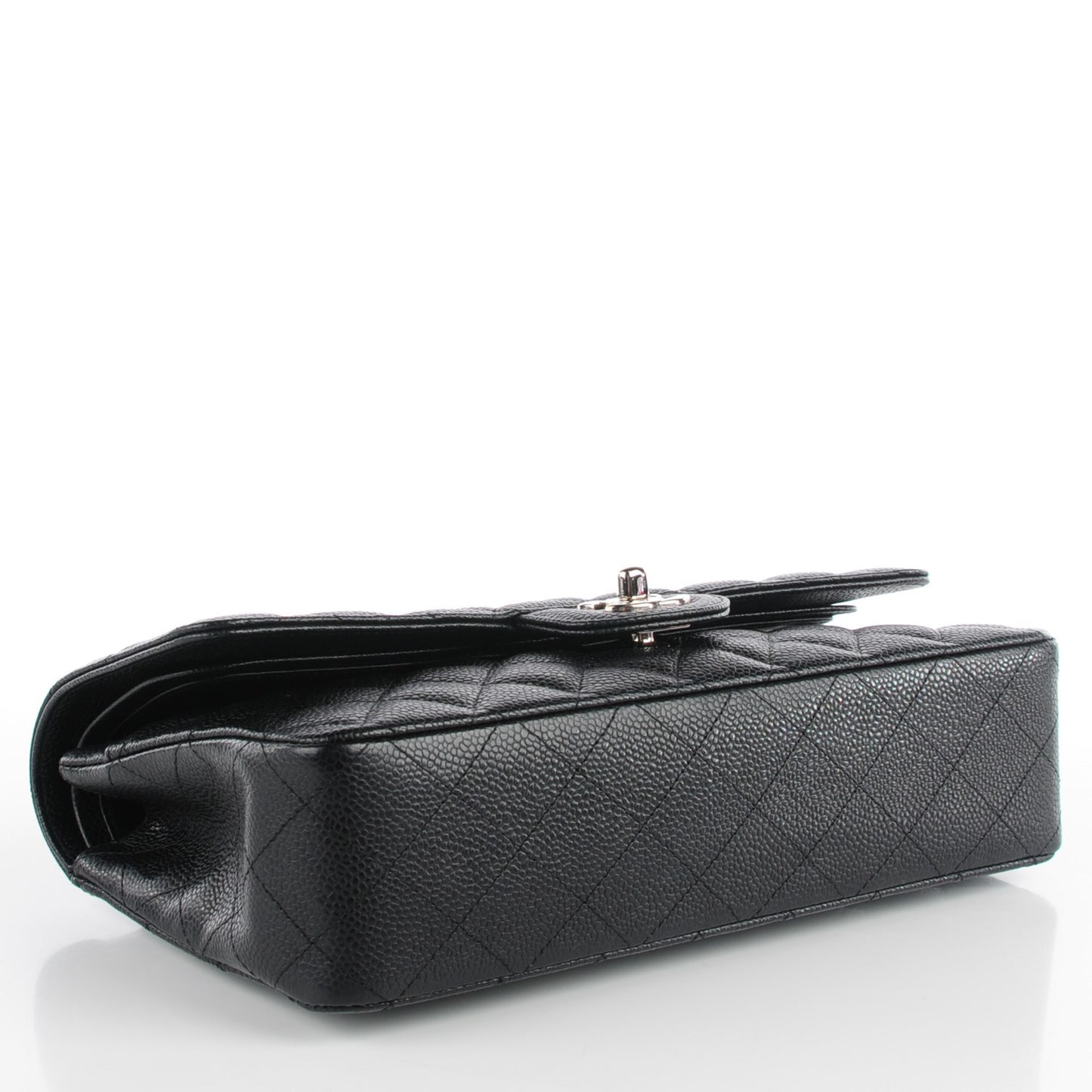 Caviar Quilted Medium Double Flap Black