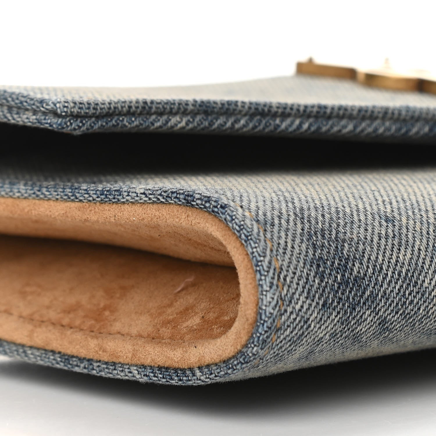 Saint Laurent Denim Monogram Chain Wallet Rodeo Blue Cinnamon 9 of 11