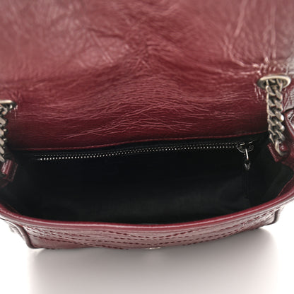 Saint Laurent Crinkled Calfskin Matelasse Monogram Niki Chain Wallet Dark Legion Red 7 of 10