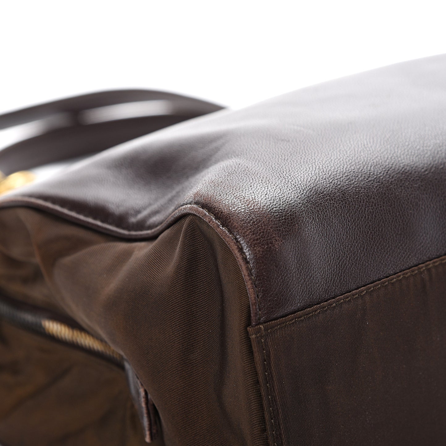 Nappa Tessuto Nylon Chain Tote Caffe