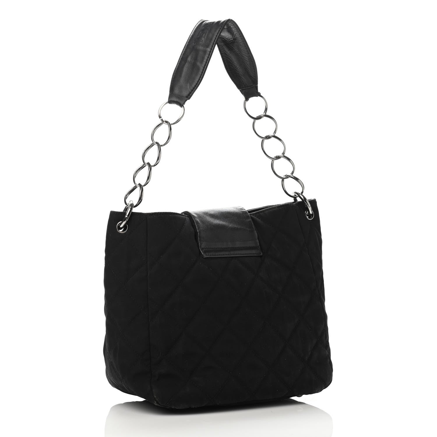 Chanel Lambskin Nylon Quilted Mademoiselle Shoulder Bag Black 2 of 4