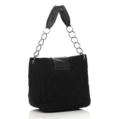 Chanel Lambskin Nylon Quilted Mademoiselle Shoulder Bag Black 2 of 4