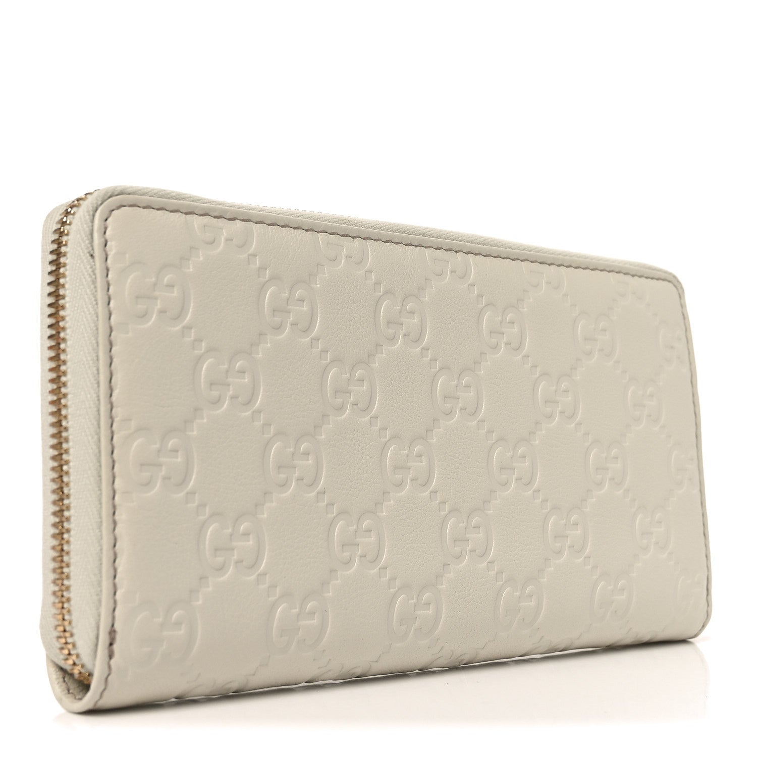 Gucci Guccissima GG Pierce Zip Around Wallet White 1875627