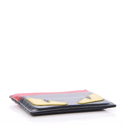 Fendi Vitello Century Monster Eyes Inlay Card Holder Black Giallo Rosso 4 of 9
