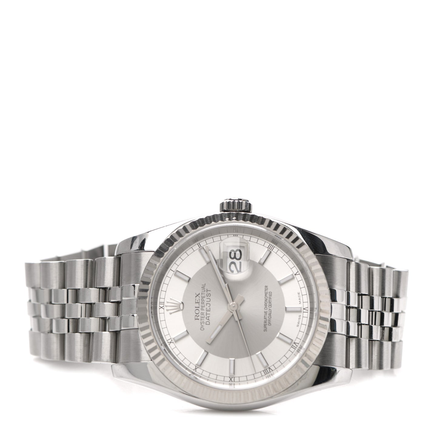 Stainless Steel 18K White Gold 36mm Oyster Perpetual Roulette Datejust Watch Silver 116234