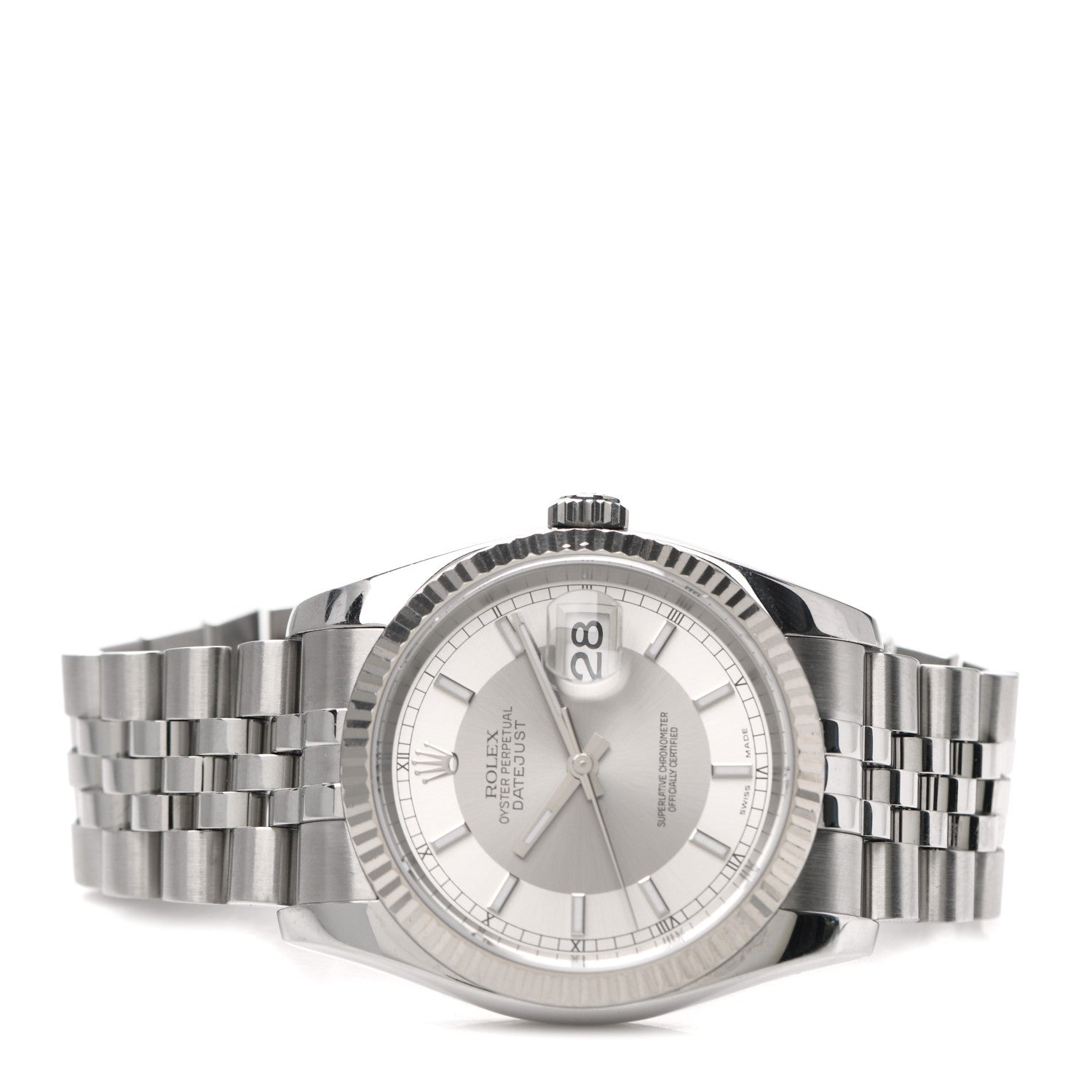 Rolex Stainless Steel 18K White Gold 36mm Oyster Perpetual Roulette Datejust Watch Silver 116234 2 of 4