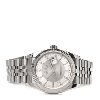 Rolex Stainless Steel 18K White Gold 36mm Oyster Perpetual Roulette Datejust Watch Silver 116234 2 of 4