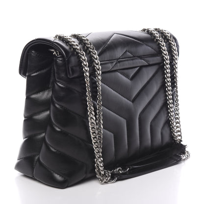 Saint Laurent Calfskin Y Quilted Monogram Small Loulou Chain Satchel Black 2 of 9