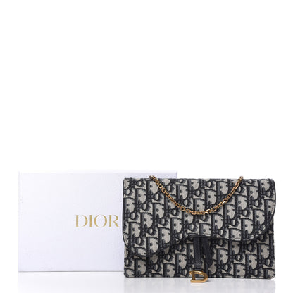 Christian Dior Oblique Saddle Chain Pouch Blue 10 of 10