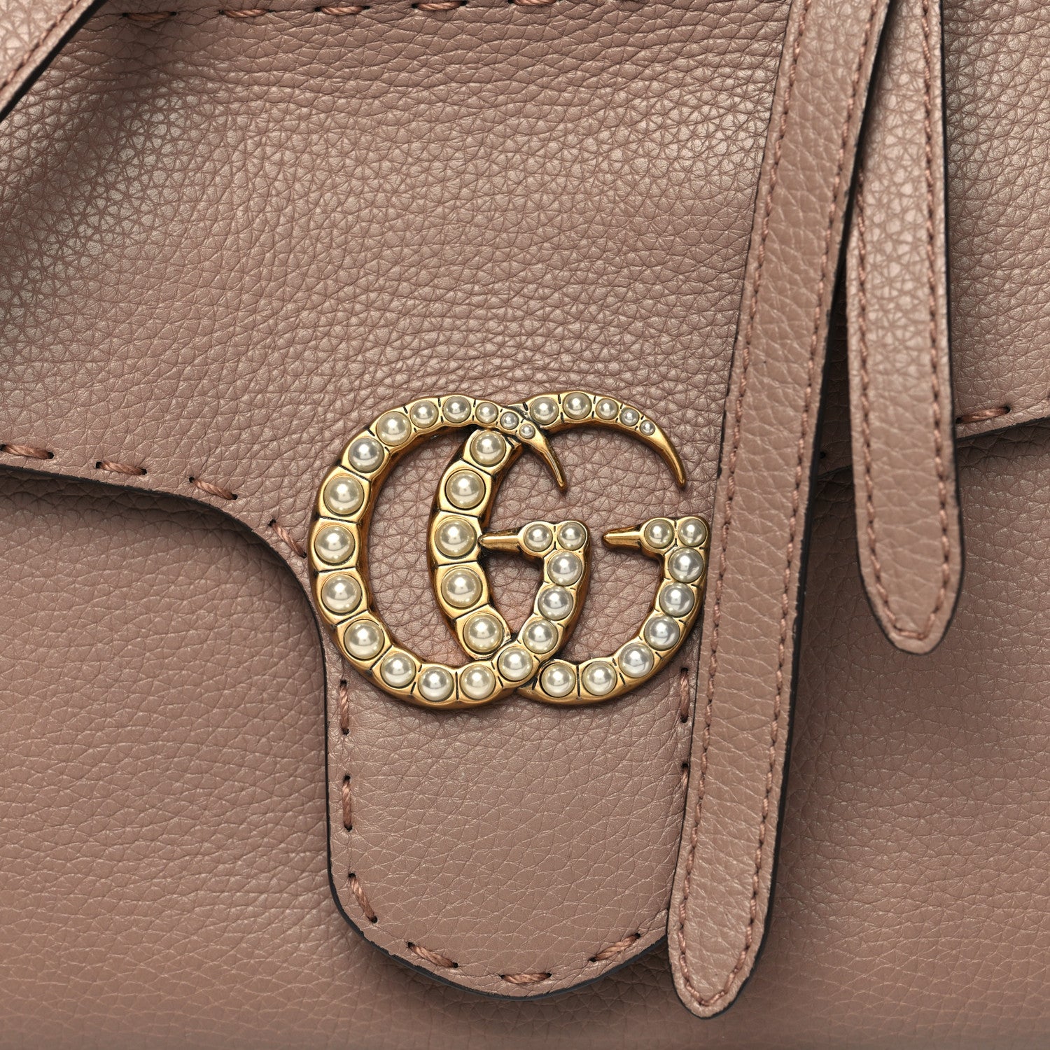Gucci Calfskin Mini Pearly GG Marmont Top Handle Bag Porcelain Rose 8 of 10