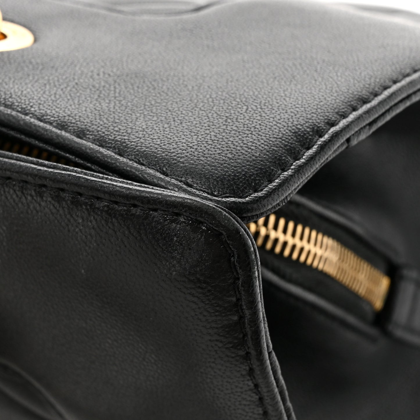 Sheepskin Quilted Mademoiselle Vintage Shopping Tote Black