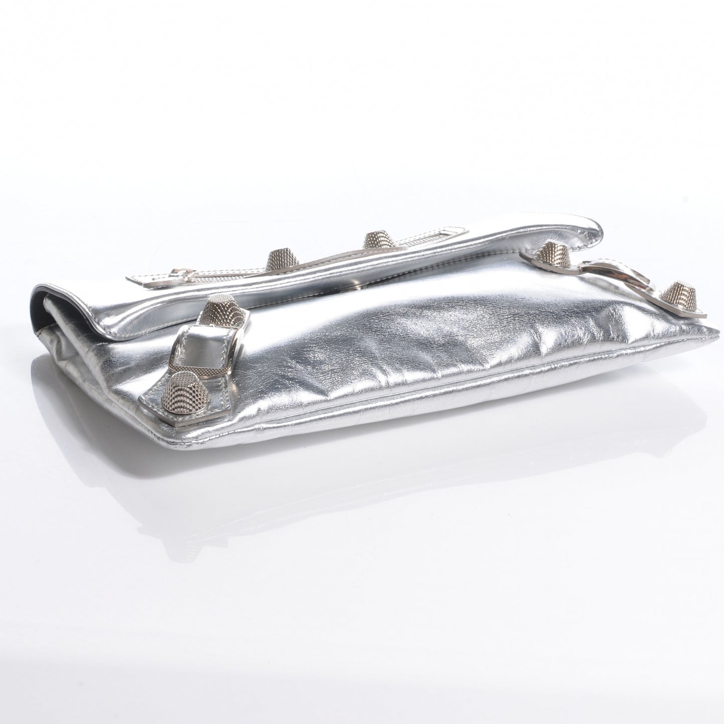 Laminated Calfskin Giant 21 Envelope Clutch Silver Hardware
