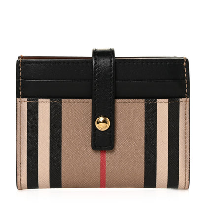 Burberry E-Canvas Calfskin Icon Stripe Folding Card Case Archive Black 1 of 8