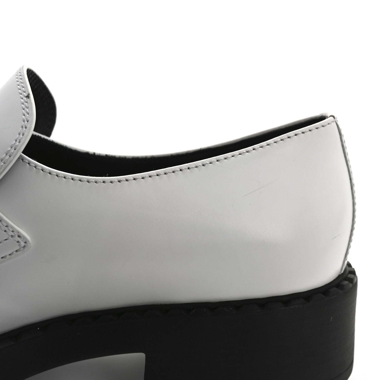 Prada Spazzolato Metal Triangle Logo 50mm Loafers 40.5 White Black 12 of 13