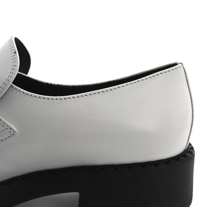 Prada Spazzolato Metal Triangle Logo 50mm Loafers 40.5 White Black 12 of 13