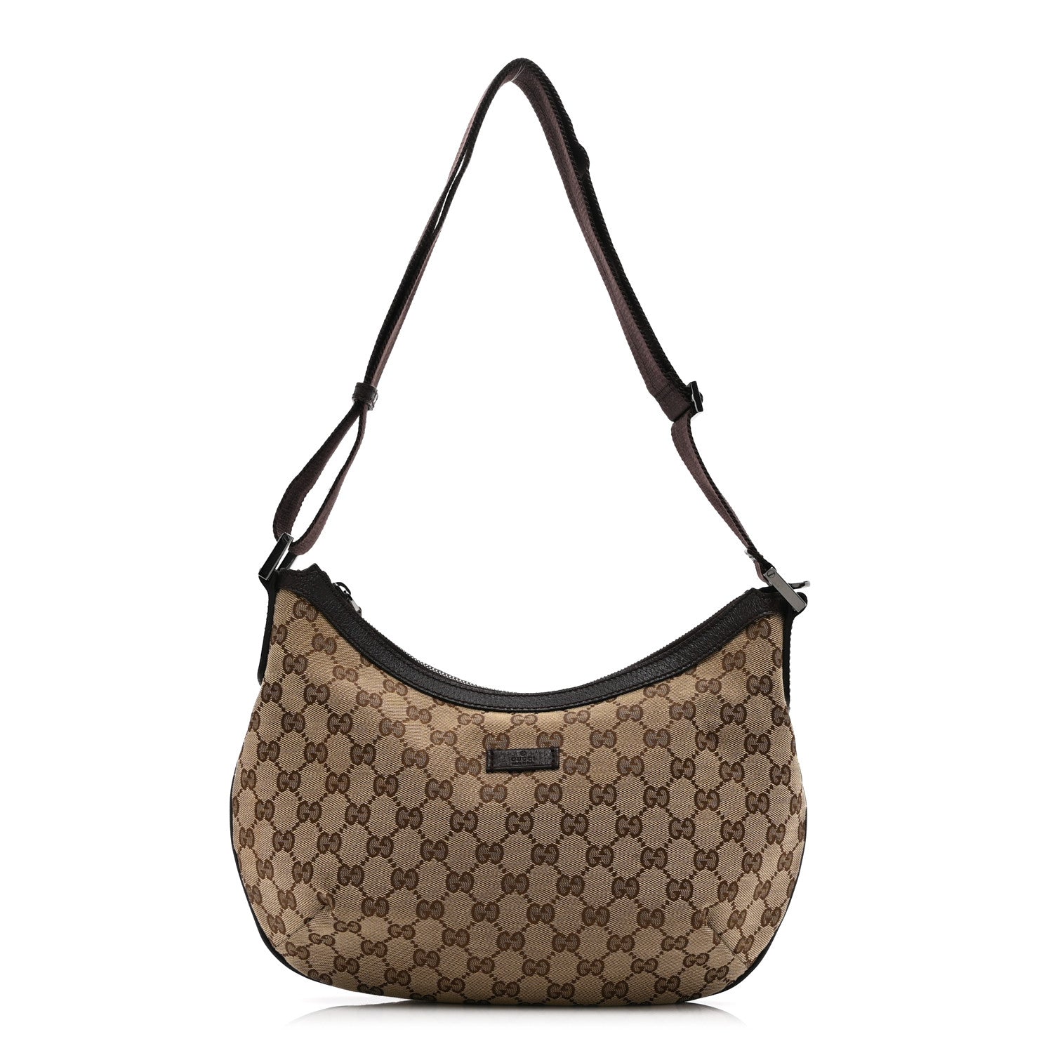 Gucci Monogram Medium Half Moon Hobo Dark Brown 1 of 11