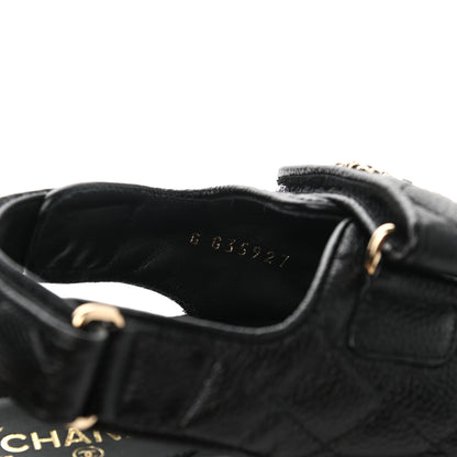 Chanel Grained Calfskin Velcro Dad Sandals 36.5 Black 8 of 9