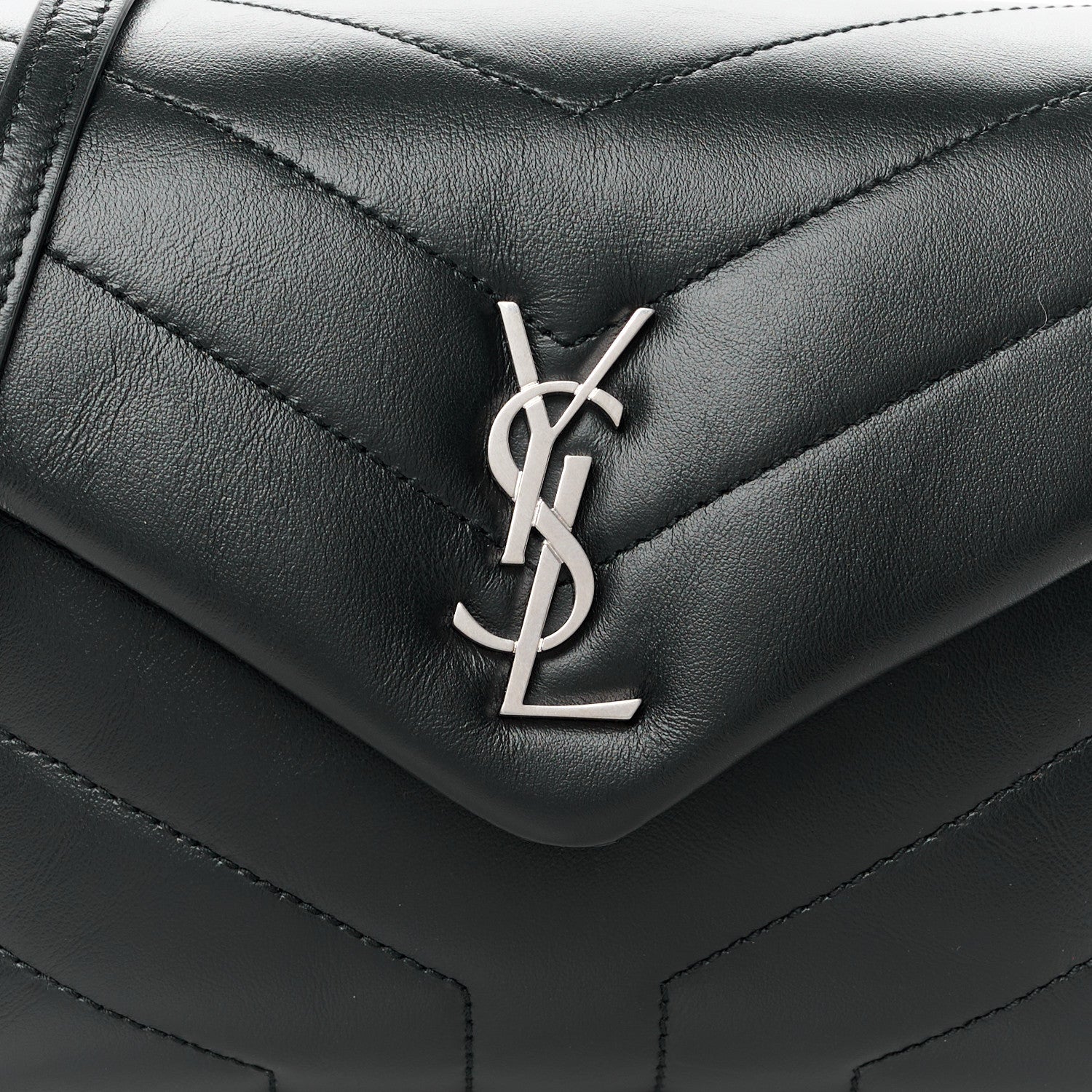 Saint Laurent Calfskin Y Quilted Monogram Toy Loulou Crossbody Bag Black 9 of 11