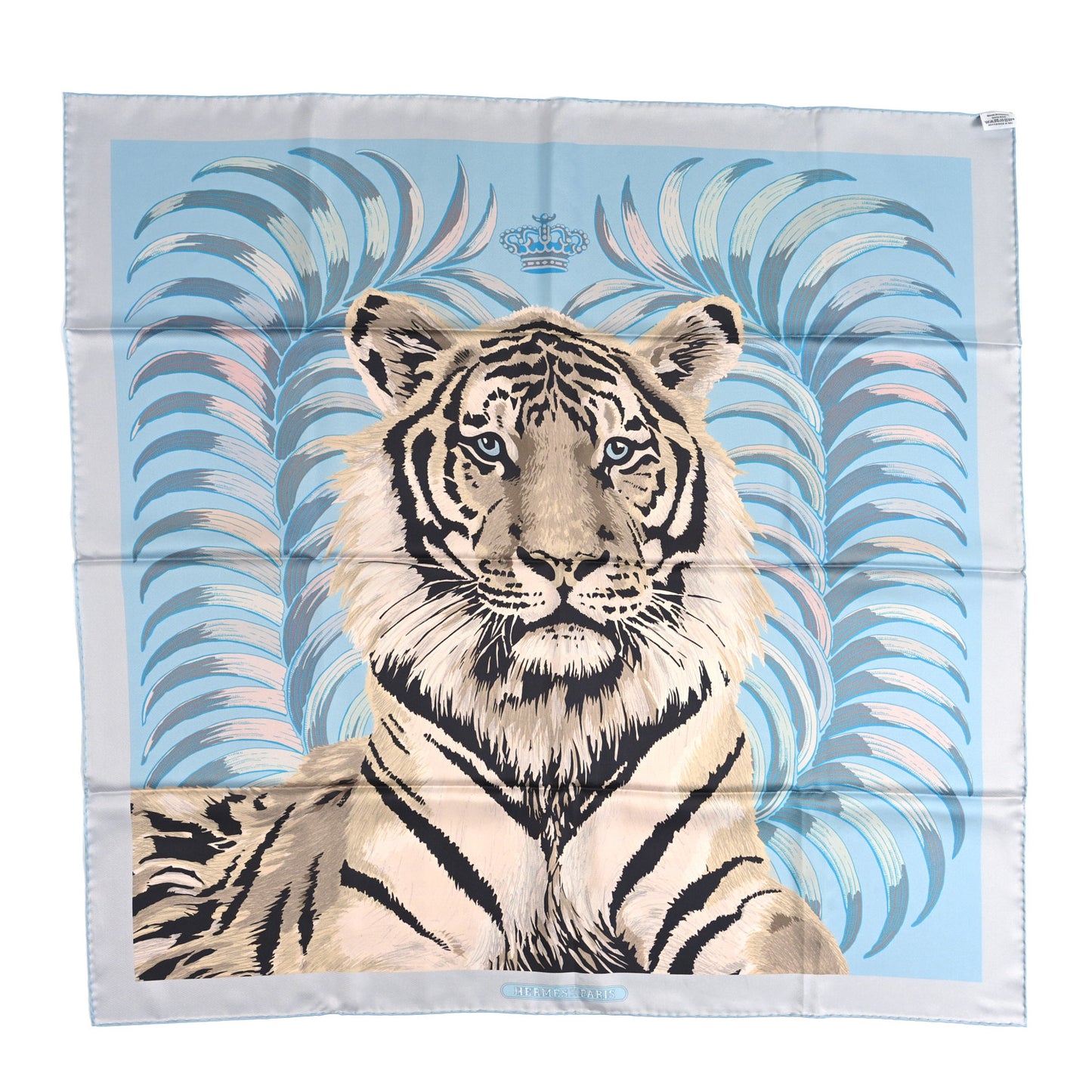Silk Carre Double Face Tigre Royal Scarf 90 Ciel Anthracite Multi