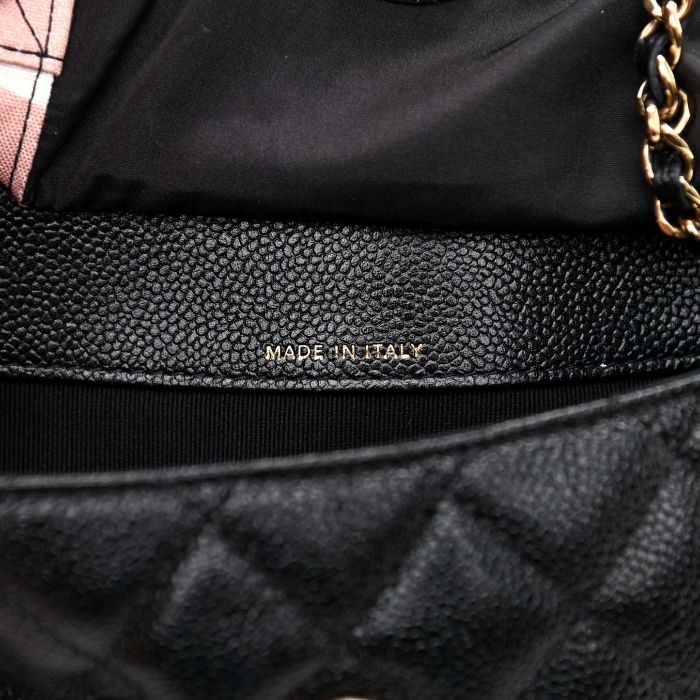 Jersey Fabric Quilted Foldable Tote With Chain Black Multicolor