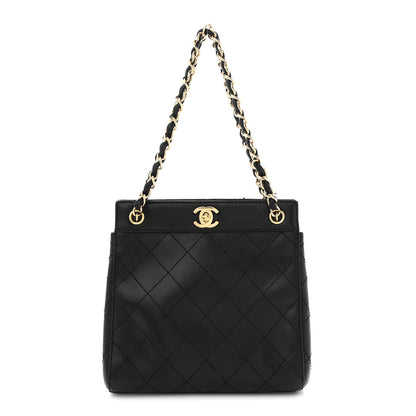 Chanel Lambskin Stitched Small Tote Black 1 of 12