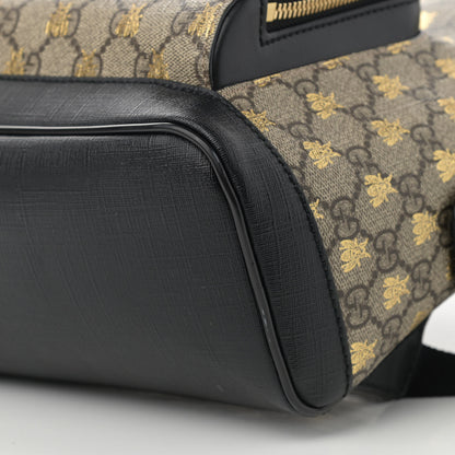 Gucci GG Supreme Monogram Bees Print Small Day Backpack Beige Oro Black 10 of 11