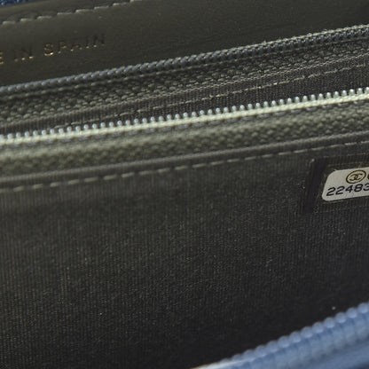 Chanel Caviar Quilted Boy Small Zip Around Wallet Blue 8 of 10