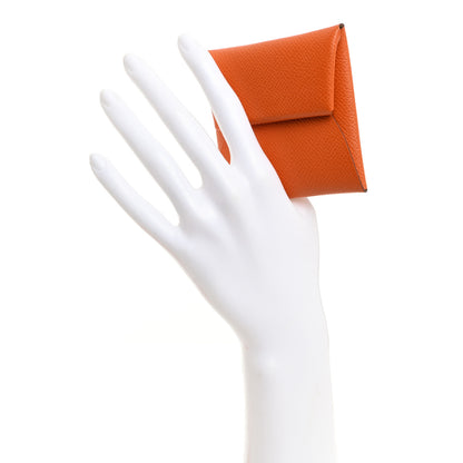 Hermes Epsom Bastia Verso Coin Purse Orange Lime 2 of 8