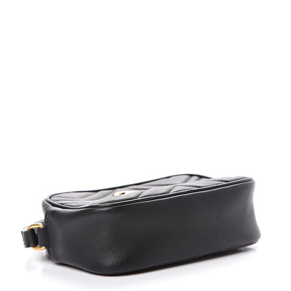 Gucci Calfskin Matelasse Mini GG Marmont Wrist Wallet Black 3 of 6