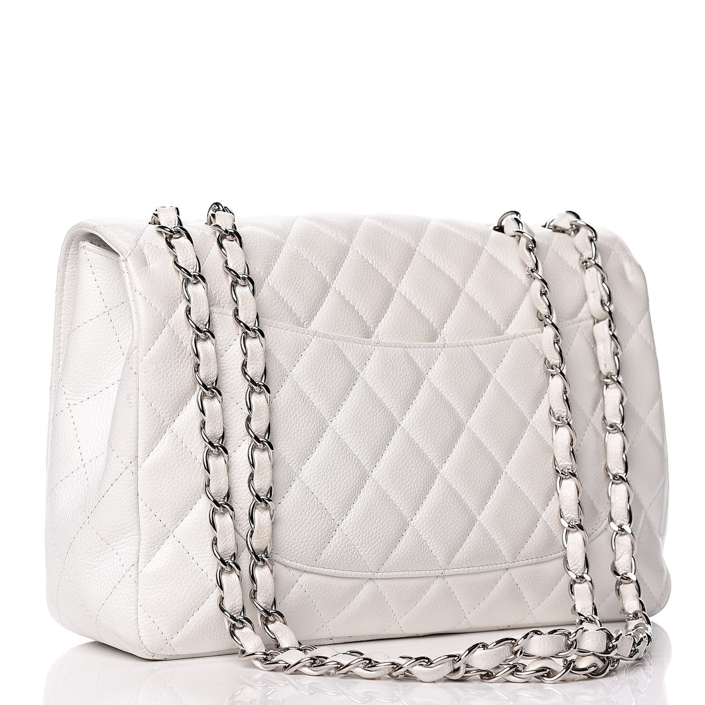 Caviar Quilted Jumbo Single Flap White
